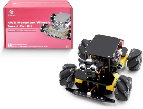 Vista 9 de Adeept 4WD Mecanum Wheel Kit de coche inteligente para Raspberry Pi 5/4B/3B/3B+(tablero no incluido), seguimiento de línea, seguimiento de luz