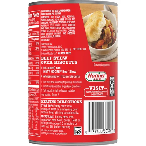 Vista 5 de DINTY MOORE Estofado de Res, 25% Menos Sodio, lata de 15 oz. (paquete de 12)