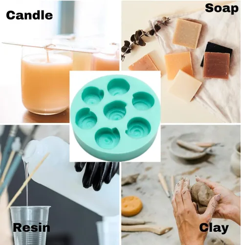 Vista 5 de Natucraft Molde de rollos de canela con 7 cavidades - Molde de silicona en miniatura de rollos de canela - Moldes de jabón Molde de cera para cera