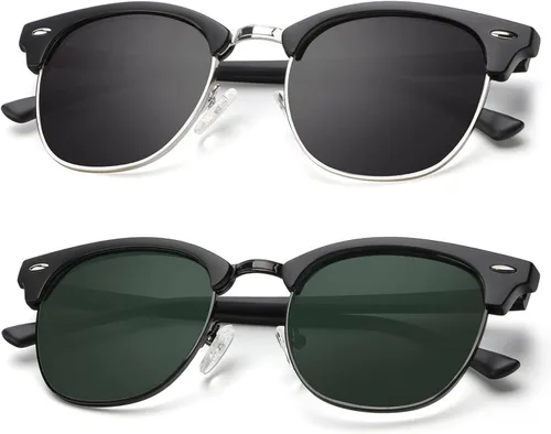 Vista 16 de KALIYADI Gafas de sol polarizadas para hombres y mujeres, marco semi sin montura, para conducir con bloqueo UV A01-(1 Pack) Tortuga Mate G15