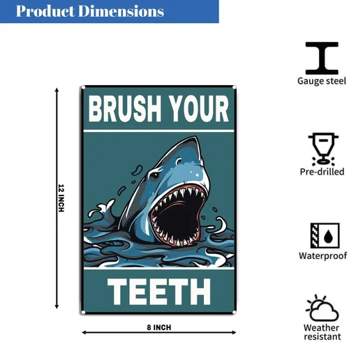 Vista 2 de Letrero de metal divertido para decoración de pared de baño, 8 x 12 pulgadas Metal Wall Art Beach Sign Warning Sign Indoor Or Outdoor Use
