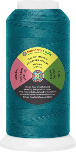 Vista 93 de Mandala Crafts Airforce Blue Tex 70 - Hilo de poliéster para tapicería 1500 Yds T70 UV Resistant Strong Thread for Leather Sewing, Marine