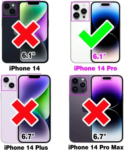 Vista 2 de Asuwish Funda de teléfono para iPhone 14 Pro de 6.1 pulgadas con protector de pantalla de vidrio templado, correa de muñeca, anillo de bloqueo RFID