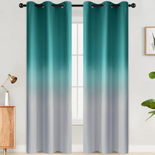 Vista 224 de SimpleHome Cortinas degradadas degradadas para oscurecer la habitación de 36 pulgadas de largo para dormitorio, con ojales y bloqueo de luz Negro