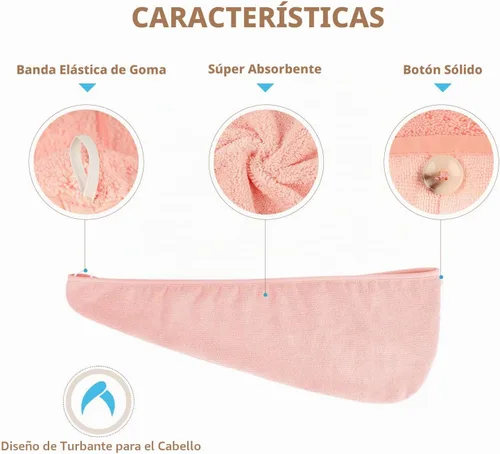 Vista 2 de AIDEA - Toalla para el cabello, paquete de 5 toallas absorbentes de secado rápido de 26 x 10 pulgadas Microfiber Hair Towel for Curly & Long Hair