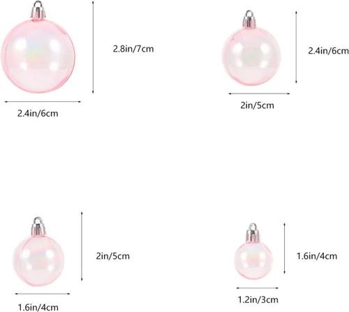 Vista 6 de Garneck Adornos de bolas de Navidad iridiscentes, rellenables, 40 bombillas de Navidad inastillables, bolas decorativas de plástico para decoración