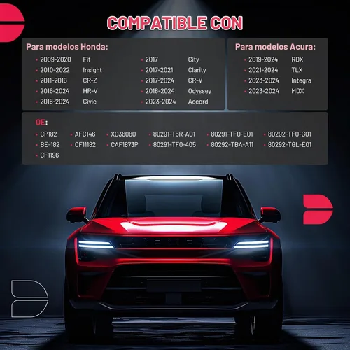 Vista 2 de Filtro de aire de cabina BDFHYK CF11182 compatible con Acura Integra RDX TLX MDX