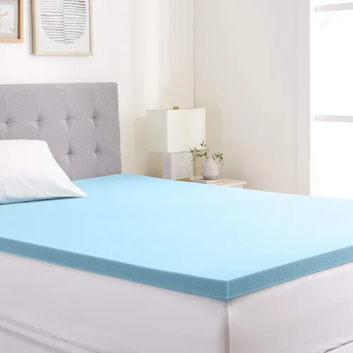 Vista 6 de Amazon Basics Cubrecolchón tamaño individual, infusión de gel refrescante, certificado CertiPUR-US, 2 pulgadas, azul