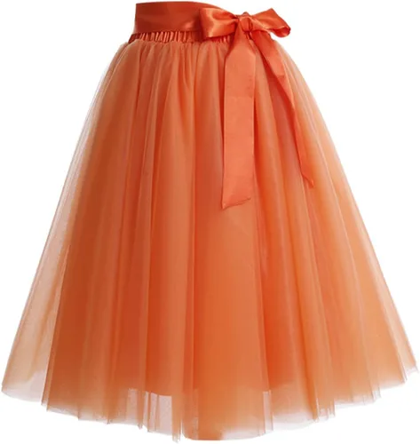 Vista 2 de DRESSTELLS Falda de tul para mujer, vestido de tul acampanado, falda tutú hasta la rodilla, falda corta en capas para adultos, fiesta de graduación