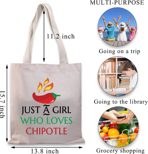 Vista 3 de BDPWSS Bolsa de viaje de lona Chipotle Just a Who Loves Chipotle para regalo de amante de la comida mexicana