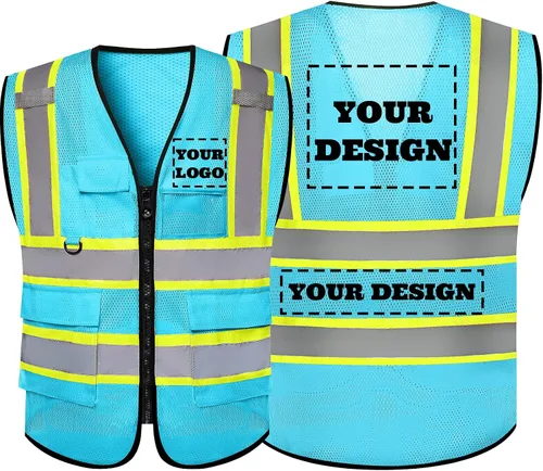 Vista 34 de Chaleco de seguridad reflectante de alta visibilidad con 5 bolsillos y cremallera clase 2 para adultos, unisex, ropa de trabajo de seguridad
