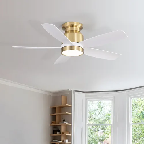 Vista 6 de Sofucor Ventilador de techo con luces, ventilador de techo de montaje empotrado de 42 pulgadas con luz y control remoto, aspas ABS de perfil bajo