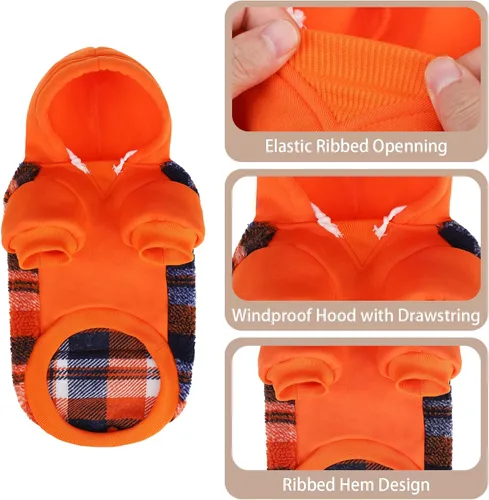 Vista 38 de PUPTECK Sudadera con Capucha para Perro Sudadera para Cachorro Suéter Cálido para Perro Ropa de Invierno Abrigos para Clima Frío para Perros Negro