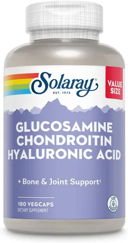 Vista 9 de SOLARAY Glucosamina Condroitina y Ácido Hialurónico, 1500mg/1000mg/20mg 90 Cápsulas