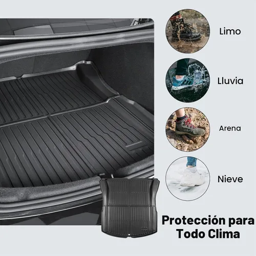 Vista 3 de Alfombrilla de maletero para Tesla Model 3 2026, protector de maletero de TPE duradero para todo tipo de clima, forro de carga trasero impermeable