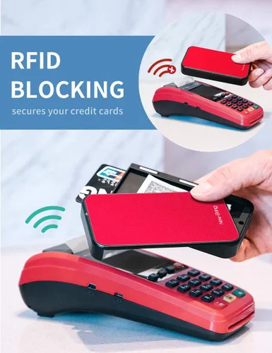 Vista 3 de New-Bring Soporte para tarjetas de crédito deslizante novedoso para hombres delgado bolsillo frontal RFID clip para dinero Rojo - Minimalista