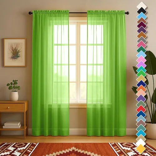 Vista 14 de YHSF Cortinas traslúcidas – Juego de 2 paneles para decoración del hogar – Elegantes cortinas de gasa sólida con bolsillo para barra