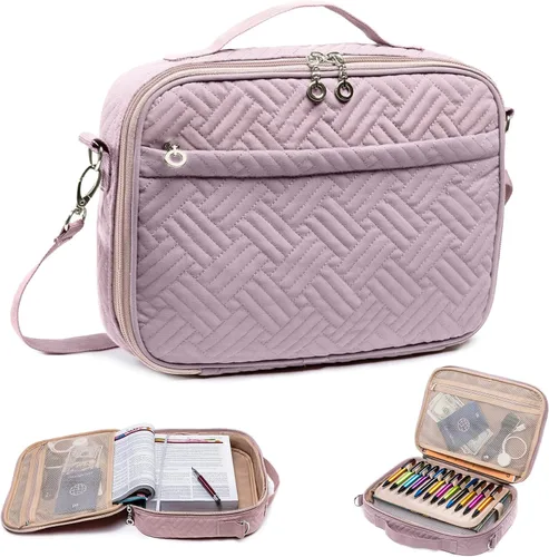 Vista 14 de Elegante funda para la Biblia de IMAGINING para mujer, funda para Biblia con asas y bolsas, gran regalo y protector de libros