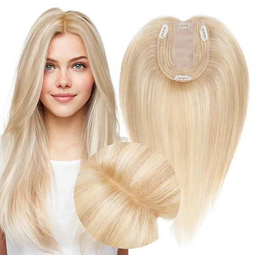Vista 18 de MY-LADY Extensiones de cabello humano para mujeres, cabello real humano delgado, base de seda de 10 * 12 cm, con encaje, 130% de densidad, con clip