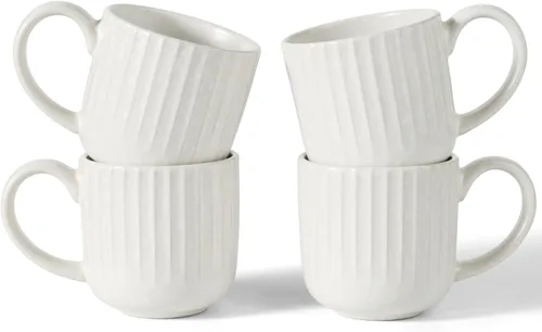 Vista 82 de famiware Juego de 4 tazas de café de 12 onzas, tazas de cerámica con asa Negro (Star-Black)