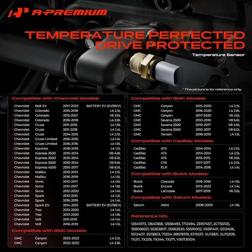 Vista 2 de A-Premium Sensor de temperatura del refrigerante del motor [2 pines] compatible con modelos Chevrolet, GMC, Buick, Cadillac y Saturn - Malibu