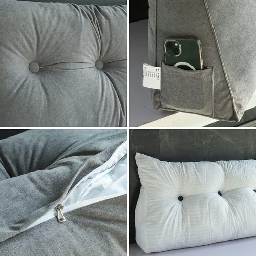 Vista 5 de Almohada de cuña para cabecera para dormir, almohadas de descanso de espalda con funda extraíble, almohada de lectura triangular para sentarse