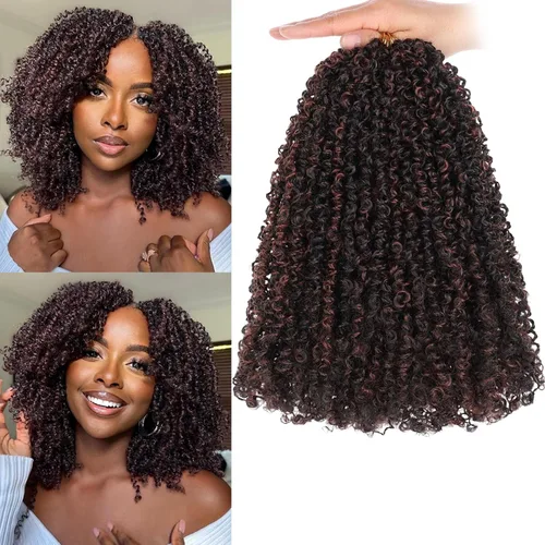 Vista 49 de COOKOO 6 pulgadas 8 paquetes Cabello de Ganchillo Pre-enrollado Yanky Twist para Mujeres Negro Natural Mini Passion Twists Pre-retorcido Cabello