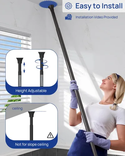 Vista 8 de SEIRIONE Organizador de Ducha y Esquinero a Prueba de Óxido para Baño, Poste de Tensión con 4 Cestas Ajustables para Accesorios de Ducha, 34 a 116