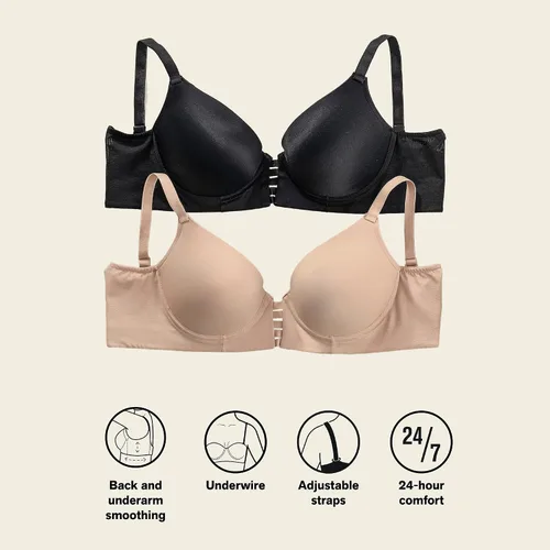 Vista 4 de Leonisa Sujetador push up de espuma viscoelástica con aros - Sujetadores delanteros con tiras para mujer