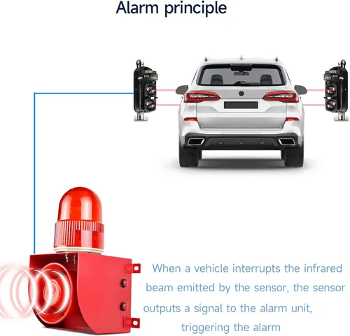 Vista 3 de Alarma de sirena industrial con sensor infrarrojo de haz invisible impermeable de 328.1 ft, 120 dB, volumen de tono ajustable, kit de alarma