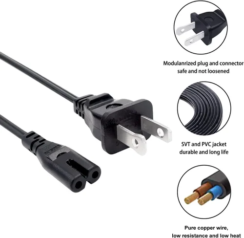 Vista 5 de Cable de alimentación de 8 pies para Canon Pixma TS9120 MX922 MG2522 G4210 MG7720 MG6822 MG6821 MG6820 MG5722 MG5721 MG5720 Pixma pro 100 Pro-100