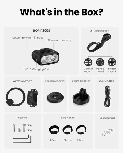 Vista 10 de Magicshine Hori 1300S 1300LM Bike Light with Mount for Garmin/Wahoo Negro