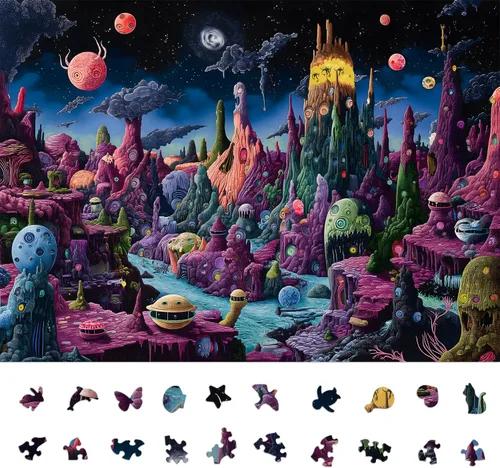Vista 21 de Rompecabezas de Alien Planet para adultos de 1000 piezas, rompecabezas con forma desafiante para la mente para la noche de juegos en familia y Mundo
