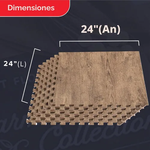Vista 4 de Azulejos de espuma estampada de 3/8 de pulgada de grosor Forest Floor, tapetes de espuma de grano de madera entrelazados de primera calidad, piso