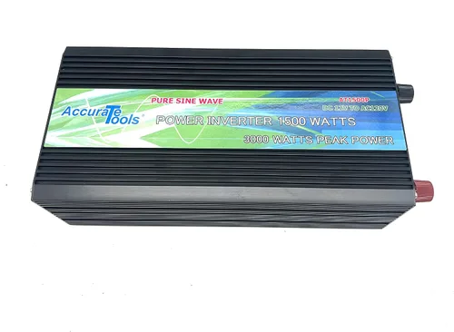 Vista 2 de Inversor de corriente de onda sinusoidal pura de 1500 W con medidor LED, enchufes de CA duales, cables de batería de alta resistencia, ideal