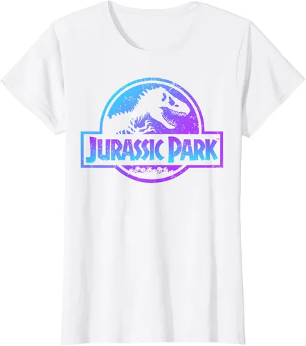 Vista 23 de Jurassic Park Camiseta de manga corta con logotipo Fossil azul y morado Negro
