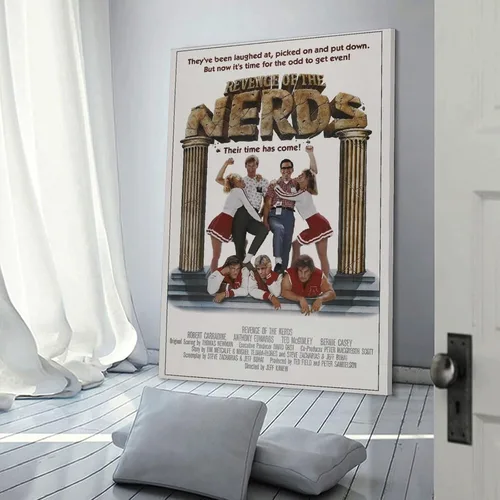 Vista 3 de Póster de películas retro de la venganza de los nerds, obras de arte vintage de los años 80, póster de lienzo estético para habitación, impresiones