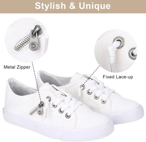 Vista 4 de JENN ARDOR Zapatos deportivos de moda para mujer, zapatos de lona para mujer, cómodos zapatos planos para caminar, zapatos casuales para mujer