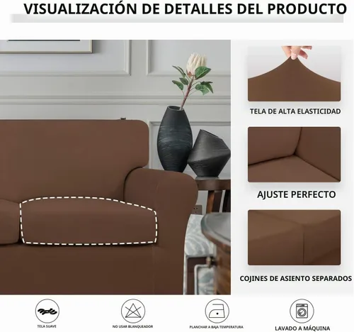 Vista 4 de Easy-Going Funda de sofá suave y elástica de 3 piezas para perros, funda de sofá lavable para sofá de 2 cojines separados, protector elástico