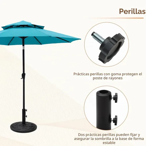 Vista 4 de C-Hopetree Base redonda resistente de 26 libras para sombrilla de mesa de mercado de patio al aire libre, color negro