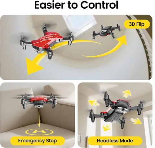 Vista 4 de DEERC D20 - Mini dron con cámara FPV HD 720P y control remoto, control de altitud, modo sin cabeza, ajuste de velocidad de arranque con una tecla