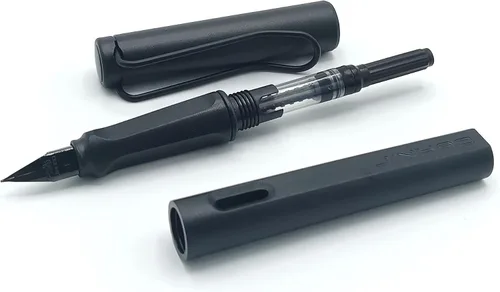 Vista 3 de GOLD LEAF Jinhao 599 Alstar Designer Matt Black Pluma estilográfica, escritura suave 0.020 in punta fina pluma estilográfica para estudiante