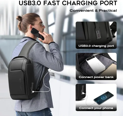 Vista 5 de BANGE Bolso bandolera para hombre, bandolera para hombre