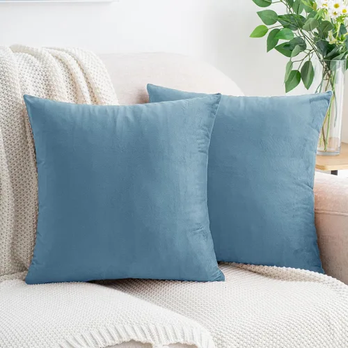 Vista 24 de HWY 50 fundas de almohada decorativas de terciopelo sólido para sofá, sala de estar. Ambar