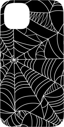Vista 15 de iPhone 16 Spider Web Halloween Pattern Spooky on Black Case