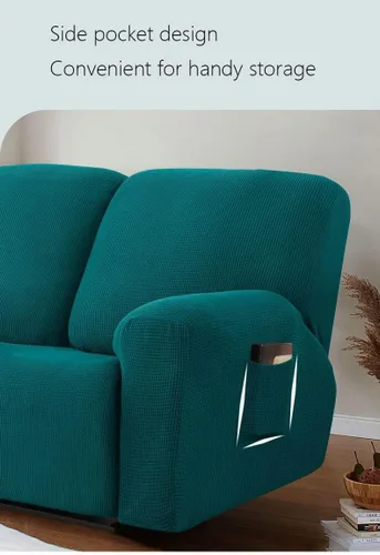Vista 2 de Funda elástica para sillón reclinable con bolsillo, fundas de sofá reclinable de jacquard con estampado, protector de muebles con parte inferior
