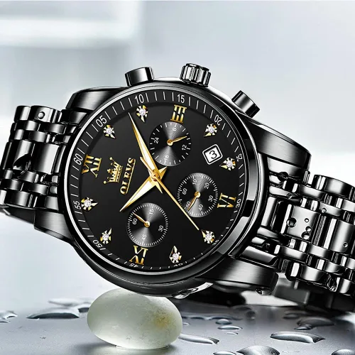Vista 2 de OLEVS Relojes para hombre reloj de lujo de cuarzo luminoso resistente al agua cronógrafo para hombre