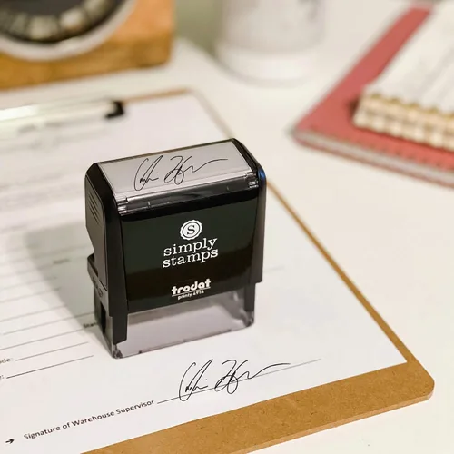 Vista 3 de Sello de firma personalizado con tinta extra Varios colores (negro)