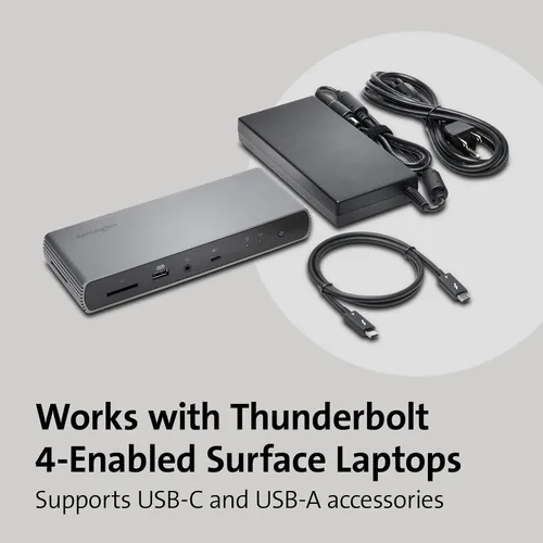 Vista 4 de Kensington Estación de acoplamiento SD5750T Thunderbolt 4 para Microsoft Surface Pro 10/9/8/7 y 13" y Surface Laptop Studio (K37899NA)