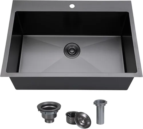 Vista 15 de SHACO Fregadero de barra de 15 x 15 pulgadas, fregadero de cocina pequeño de acero inoxidable de 15 pulgadas, fregadero de cocina pequeño de un solo